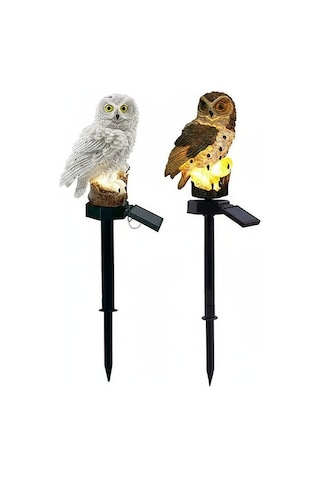 Baykuş Şeklinde Güneş Enerjili Kazıklı Bahçe Aydınlatma S-18 Çok Renkli
