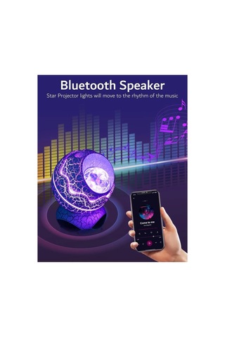 Dinozor Tasarımlı Bluetooth Hoparlör Gece Lambası Galaxy Led Projektör Çok Renkli 2 Saat Diğer