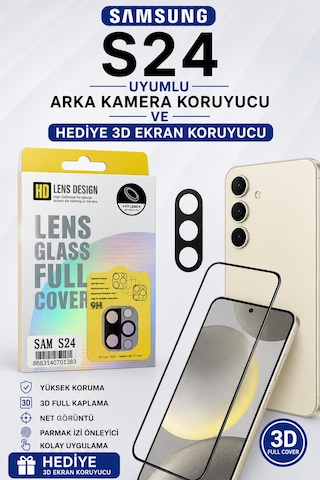 Samsung S24 Uyumlu Arka Kamera Koruyucu+ Full Ekran Koruyucu Si Yah