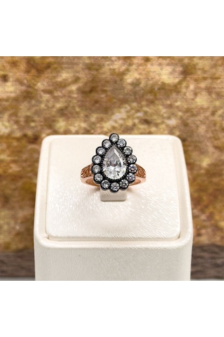 Elmas Montür Rosegold Damla Gümüş Set Takım - Lvrset06 Rose Gold