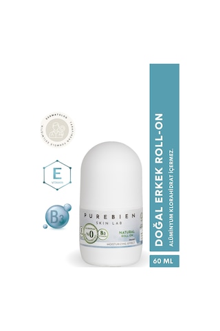 Doğal Roll On Deodorant Erkek Beyazlatıcı Etki, Ter Kokusu Önleyici, Alkolsüz, Vegan, Leke Bırakmaz