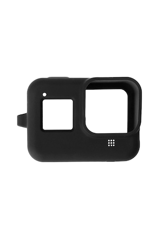 Jeemson Gopro Hero 8 Kamera İçin Silikon Korumalı Kılıf - Sert Çarpmalardan Ve Çiziklere Koruma, Kolye İle Taşınabilir - Siyah