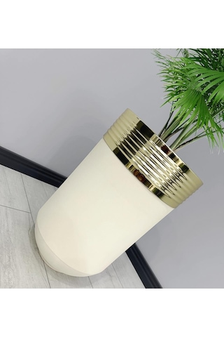 Elegant Dekoratif Gold Darbuka Krem Saksı 60cm