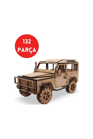 Ahşap 4x4 Off-road Araç Maketi - 132 Parça 4x4 Model Araba - 3d Land Rover Defender Puzzle