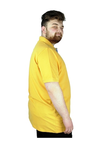 Mode Xl Battal Beden Erkek Tshirt Polo Yaka Cepli Klasik Pike 20552 Hardal 001