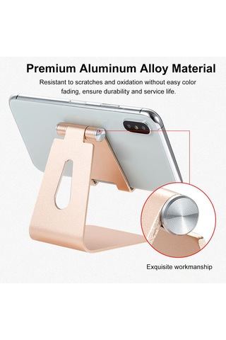 Yunboo Alüminyum Alloy Cep Telefonu Ve Tablet Tutucu - 270 Döner, Taşınabilir, Sabit Triangular Yapı, Altın Renk