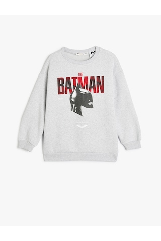 Koton Batman Sweatshirt Lisanslı Baskılı Uzun Kollu Gri 5wkb10436tk Gri