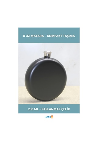 Siyah Paslanmaz Çelik Yuvarlak Matara 8 Oz Seyahat İçin Çok Renkli