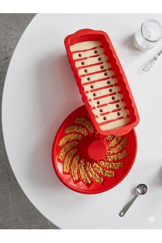 Kırmızı Silikon Baton Kek Kalıbı 26x12 Cm-kırmızı Silikon Oval Kek Kalıbı 27x6 Cm