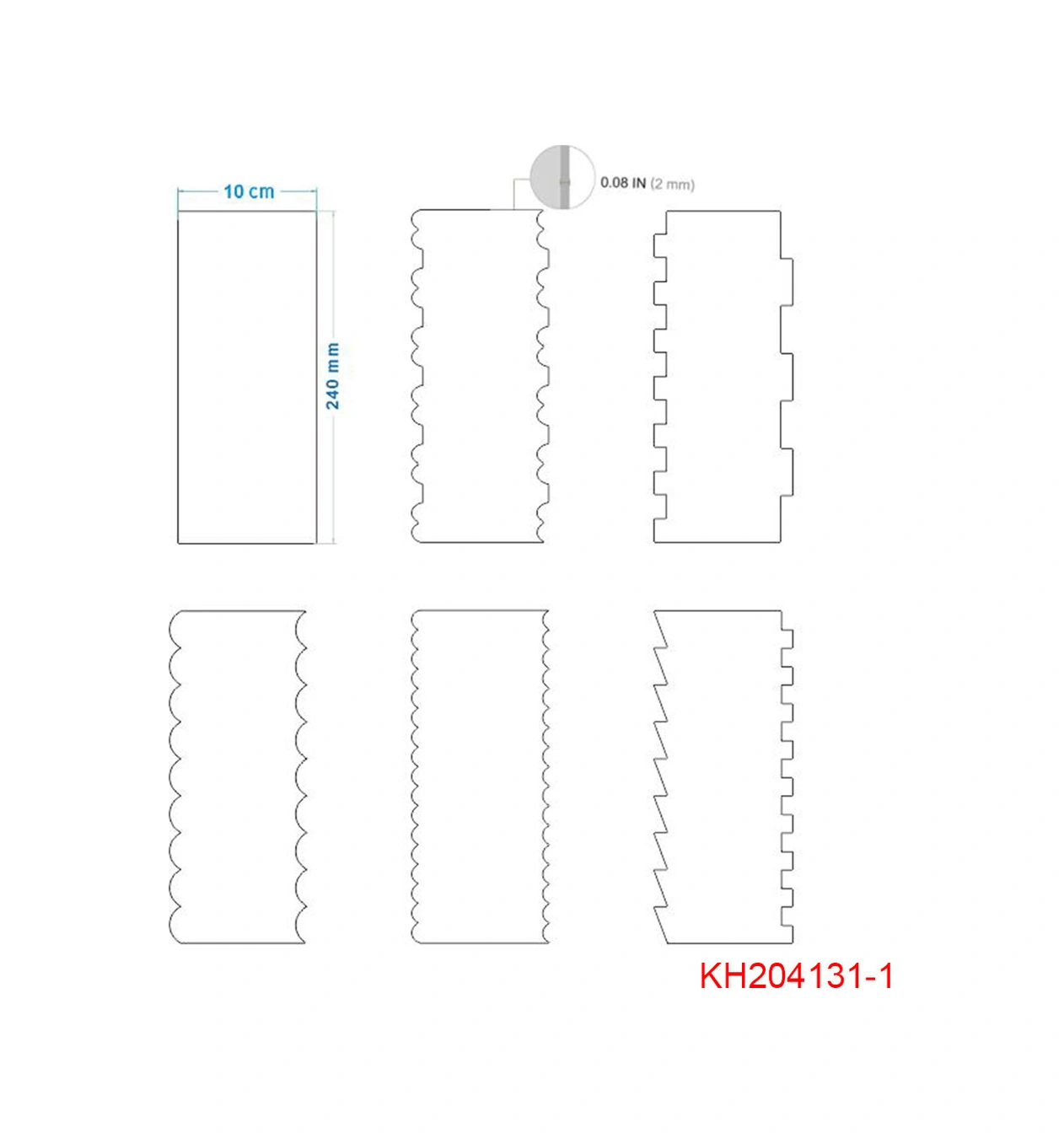 Youmex 6'lı Akrilik Pasta Squeegee Seti - Pürüzsüz Kabuk & Desenli Kenar Oluşturucu - Profesyonel Pastane Aracı Soğuk Beyaz
