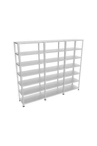 Galvaniz 7 Katlı 3lü Birleşik Arşiv Raf Sistemi - Çelik Raf - Metal Raf Metalik