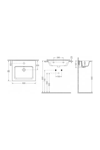 Dura Sees Tezgah Üstü Slim Lavabo 80x46,5 Cm Dolap Uyumlu Batarya Delikli Beyaz 5820