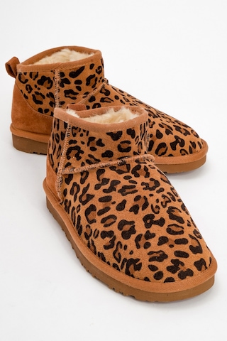 Luvishoes Luvi Shoes Zaz Taba Desenli Hakiki Deri Kadın Bilekte Bot Taba