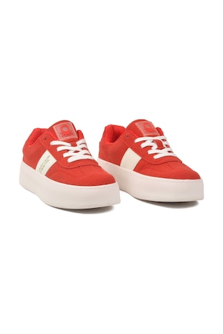 United Colors Of Benetton Kırmızı Hafızalı Taban Keten Bağcıklı Kadın Sneaker Bnı-11241 Z