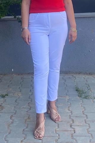 Mia Butik Kadın Beyaz Boru Paça Pantolon Beyaz