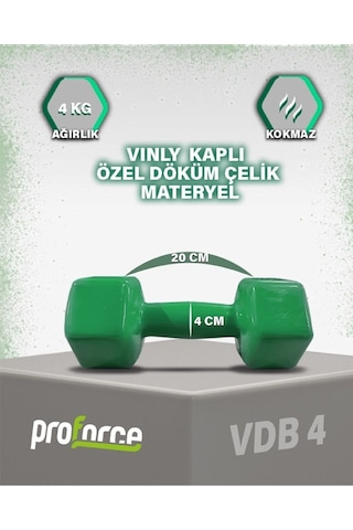 Proforce Vdb Dışı Vinil Kaplı Içi Çelik Döküm Ağırlık Dambıl Yeşil 4 KG