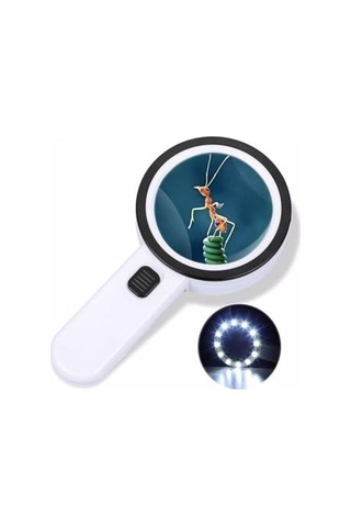 30x Büyütme, 107mm Çift Cam, 12 Led Işıklı Büyüteç
