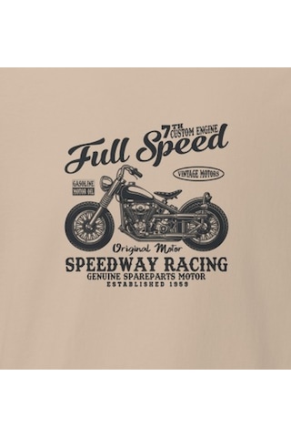 Wildstyle Full Speed Speedway Racing Motosiklet Vintage Yarış Baskılı Unisex Bisiklet Yaka Pamuklu Tişört - Ca