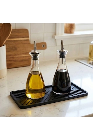 Siyah Silikon Yağdanlık Altlığı Kaydırmaz Mutfak Organizer 23x10 Cm 5468 Çok Renkli