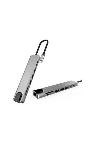 8 Portlu Apple MacBook Uyumlu,Çevirici Type C Hub Sd Tf Usb Çoğaltıcı Ethernet Çok renkli