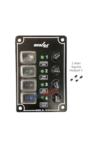 4 Anahtar Dikey Switch Panel - Sigorta Paneli - Tekne Karavan