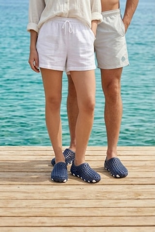 Aqua Wave - Uniseks 36-45 Esnek Lacivert-beyaz Deniz Ayakkabısı Özel Kabartma Kaymaz Tabanlı... Lacivert - Beyaz