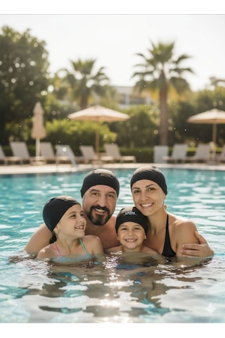 Likralı Bez Deniz Havuz Bonesi 4lü Siyah