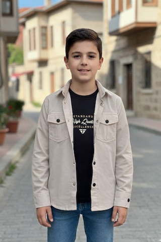 Pina Kids Erkek Çocuk Çıtçıtlı Gömlek Tişört Üst Takım Bej