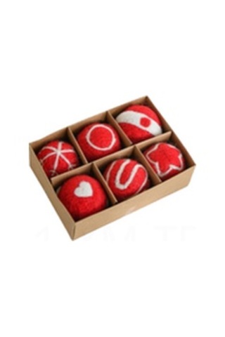 Ximistore9 Noel Dekorasyonu Felt Topu Takımı - 6 Adet, Klasik Noel Desenli, Ev Ve Ağaç Dekorasyonu İçin Esnek Ve Dayanıklı Felt Malzeme