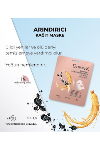 Derminix Aktif Karbon & Zencefil Arındırıcı Kağıt Yüz Maskesi