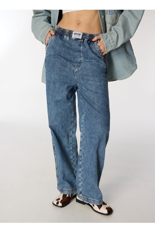 Moschino Jeans İndigo Kadın Düz Denim Pantolon A0329-1282
