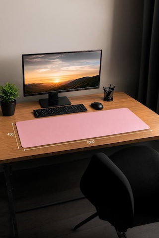 Gaming Oyuncu Klavye Fare Altlığı Kaymaz Taban Büyük Mouse Pad Pu Bk 1000 450mm Pembe