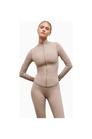 Because Of Alice Base Sculpting Zip Up Jacket Şekillendirici Fermuarlı Kadın Ceket Bej