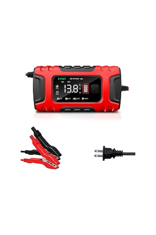 Ranyeek 7 Aşamalı Otomatik Akü Şarj Cihazı - Moto Ve Araç İçin Tam Otomatik Korumalı 12/24v Kırmızı, Abd Şarjı