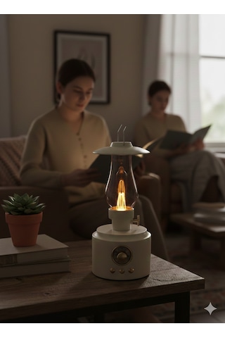 Şarjlı Masa Lambası Kamp Model - Bluetooth Hoparlörlü Led Lamba Renkli