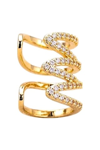 Earcuff Sıkıştırmalı Pirinç Kıkırdak Küpe Sarmal Zirkon Taşlı Altın Renk Diğer