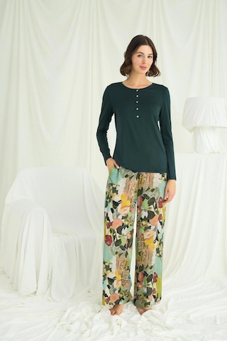 Aria's Closet Arias Closet Çiçek Ve Yaprak Desenli Pijama Takımı Yeşil