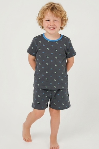 Breeze Erkek Bebek Şortlu Pijama Takım Renkli Dinozor Desenli 9 Ay-3 Yaş, Antrasit