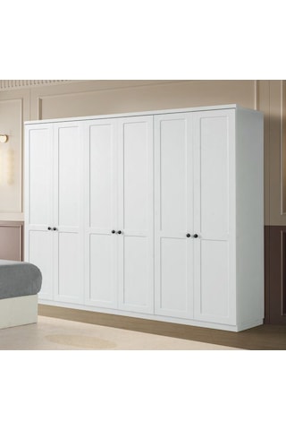 Bianora Mdf Membran 6 Kapaklı Gardırop ve Yatak Odası Takımı - Baza Hariç