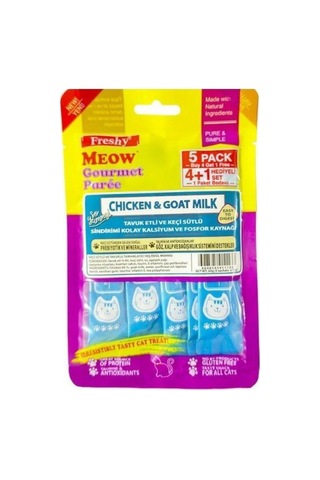 Freshy Meow Tavuk Etli Ve Keçi Sütlü Kedi Ödülü 5'li Paket 60gr