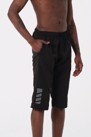 Siyah Diz Altı Uzun Boy Basic Model Su İtici Özellikli Erkek Plaj Deniz Kapri Şort - Dg341-siyah 001