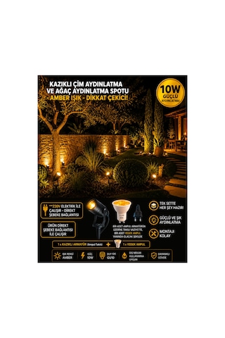 220v Amber Kazıklı Çim Ve Ağaç Aydınlatma Spotu,çim Spotu,bahçe Lambası,dış Mekan Aydınlatma,modern Spot Lamba Bahçe Dekor Lambası,ağaç, Çim Ve Peyzaj Aydınlatma Armatürü Amber