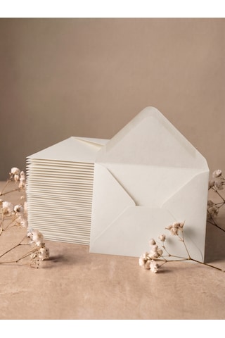 25 Adet 13x18 Cm Premium Kalite Davetiye Zarfı Krem