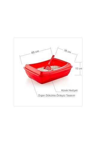 M3 Decorium Dev Büyük Kedi Kum Kabı Havuzu Tuvaleti 49 x 38 x 15 CM