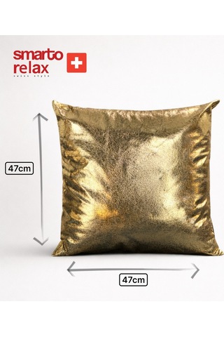 Smarto Relax Tekli Desenli Dekoratif Dolgulu Kırlent 45x45 Cm - Smr-kır-043 Siyah - Altın