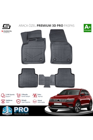 Volkswagen Tiguan Allspace 3d Pro Havuzlu Paspas 2016-2024 A+ Kalite