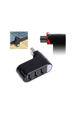 3 Port 180 Dirsek Usb Hub Çoğaltıcı Çoklayıcı Usb 2.0 Çoklama