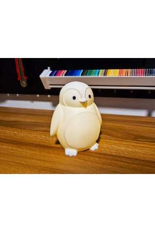 Sevimli Penguen Figürlü Led Gece Lambası Pilli Mumlu Masa Lambası