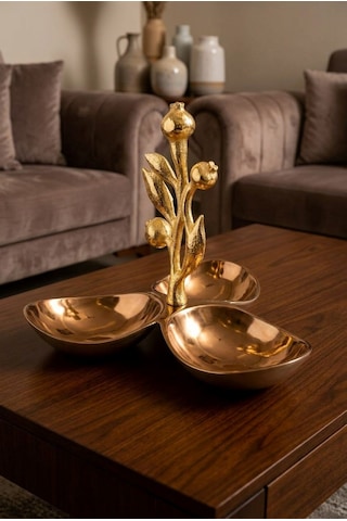 Leaf Rose Gold Dekoratif 3'lü