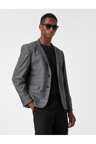 Koton Ekoseli Blazer Ceket Gri Ekose 3wam50021hw 3WAM50021HW0C3 Gri